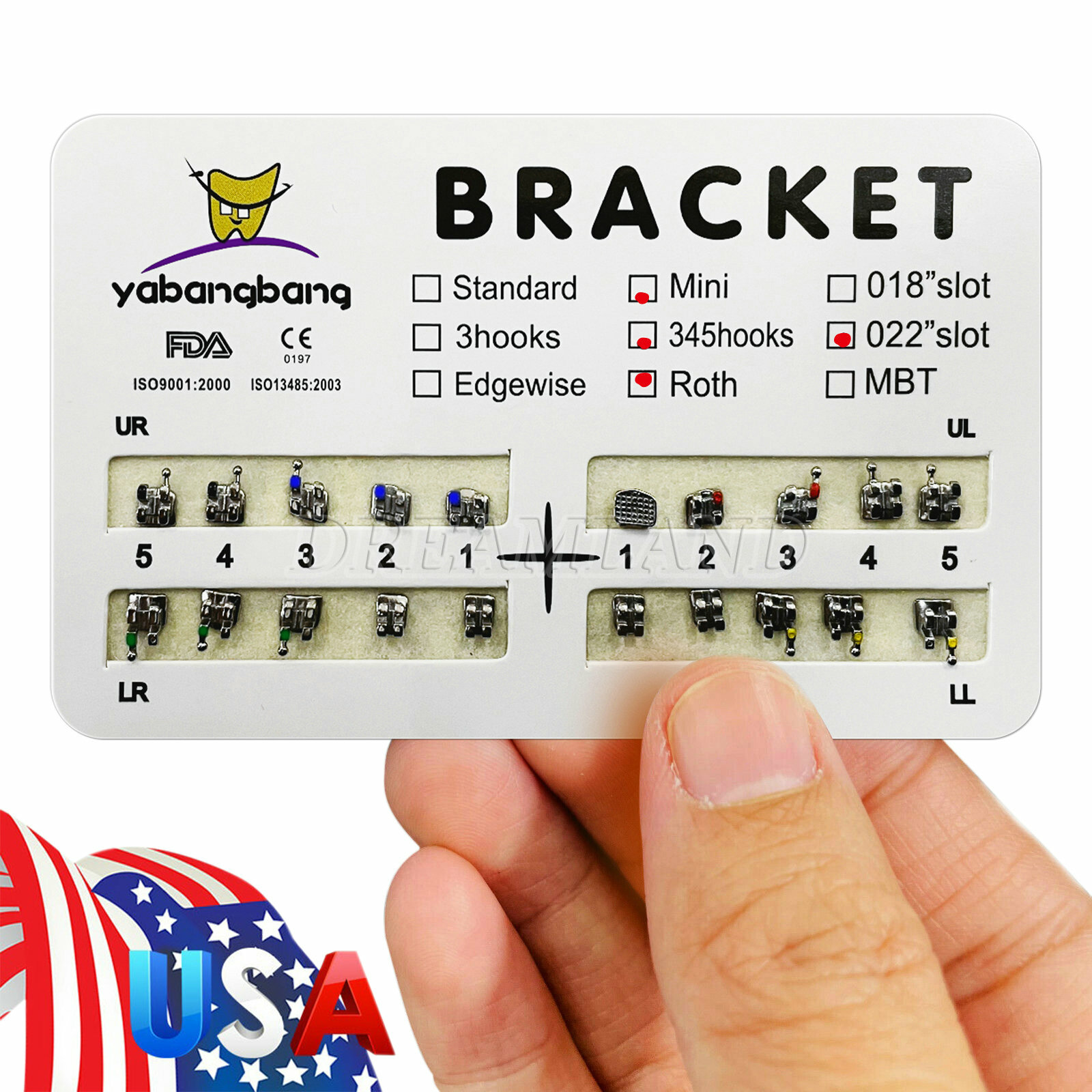 10 Packs Brackets dentales de ortodoncia Mini Roth 022 Ganchos 345