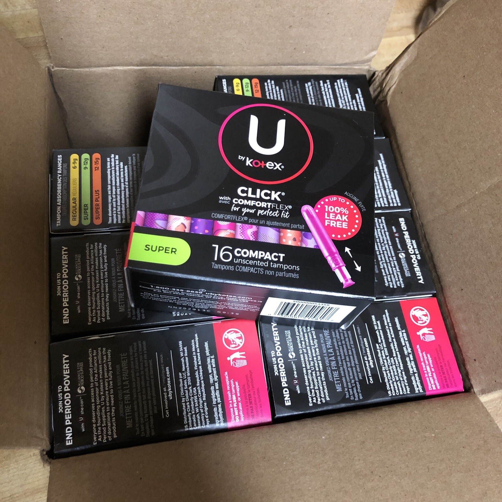 8 Pack x16 U by Kotex Click Compact Tampons, Super Absorbency, Unscented New