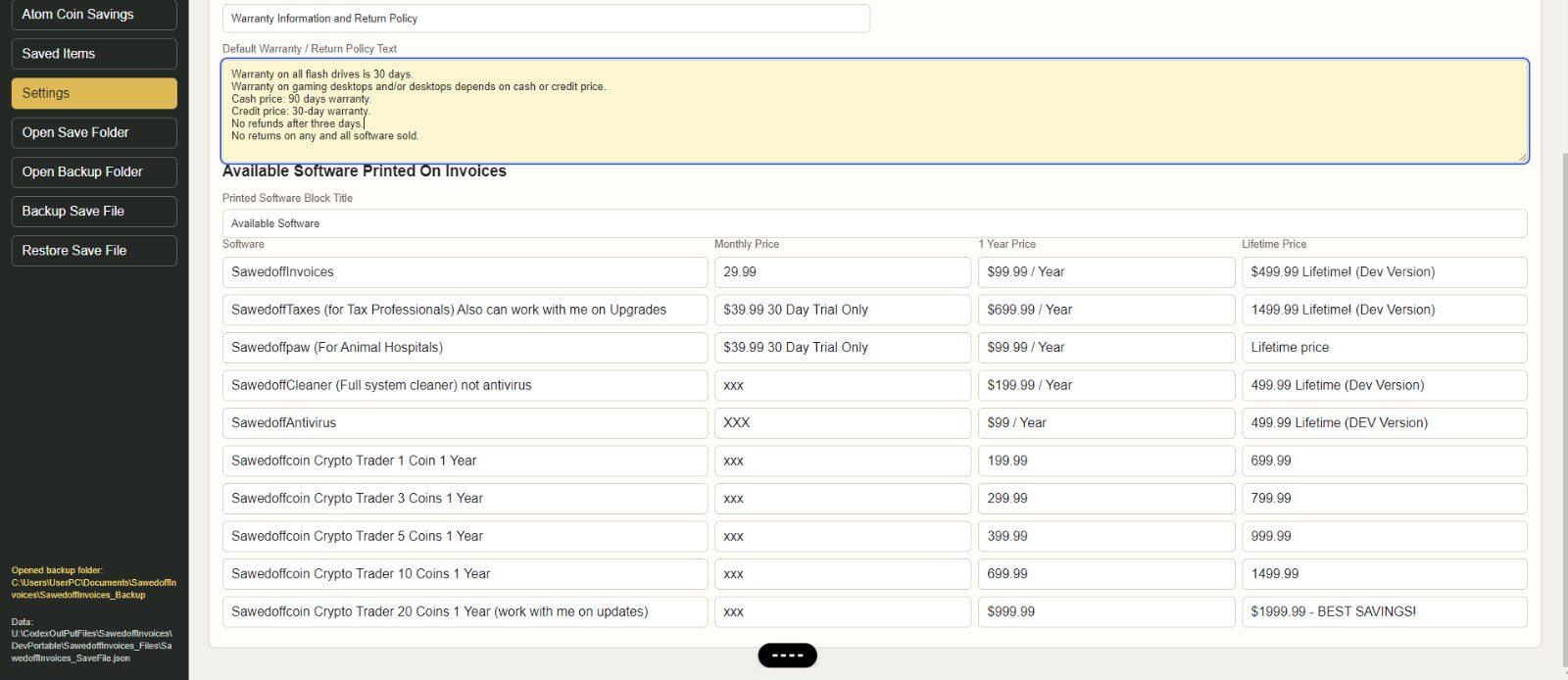 SawedoffInvoice Bookkeeping Invoice Software QuickBooks Style 1 Year Win 7 10 11