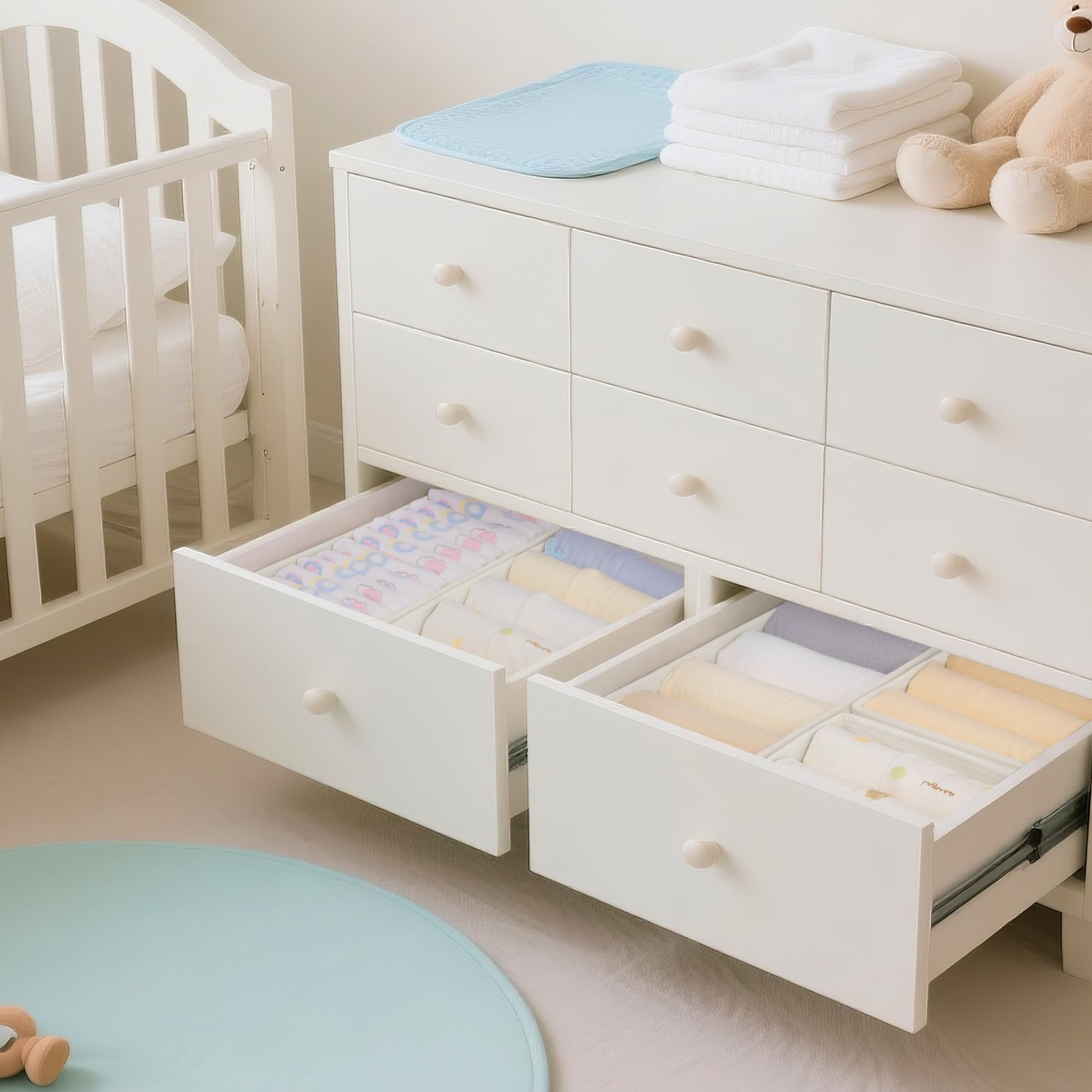 Drawer Organizer Clothes, 14 Pack Dresser Organizer for Baby Clothes, Underwe...