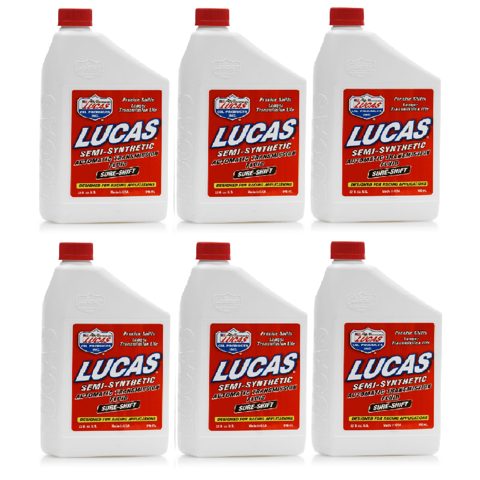 Lucas Oil 1 Quart Bottle of Semi-Synthetic Automatic Transmission Fluid Set of 6