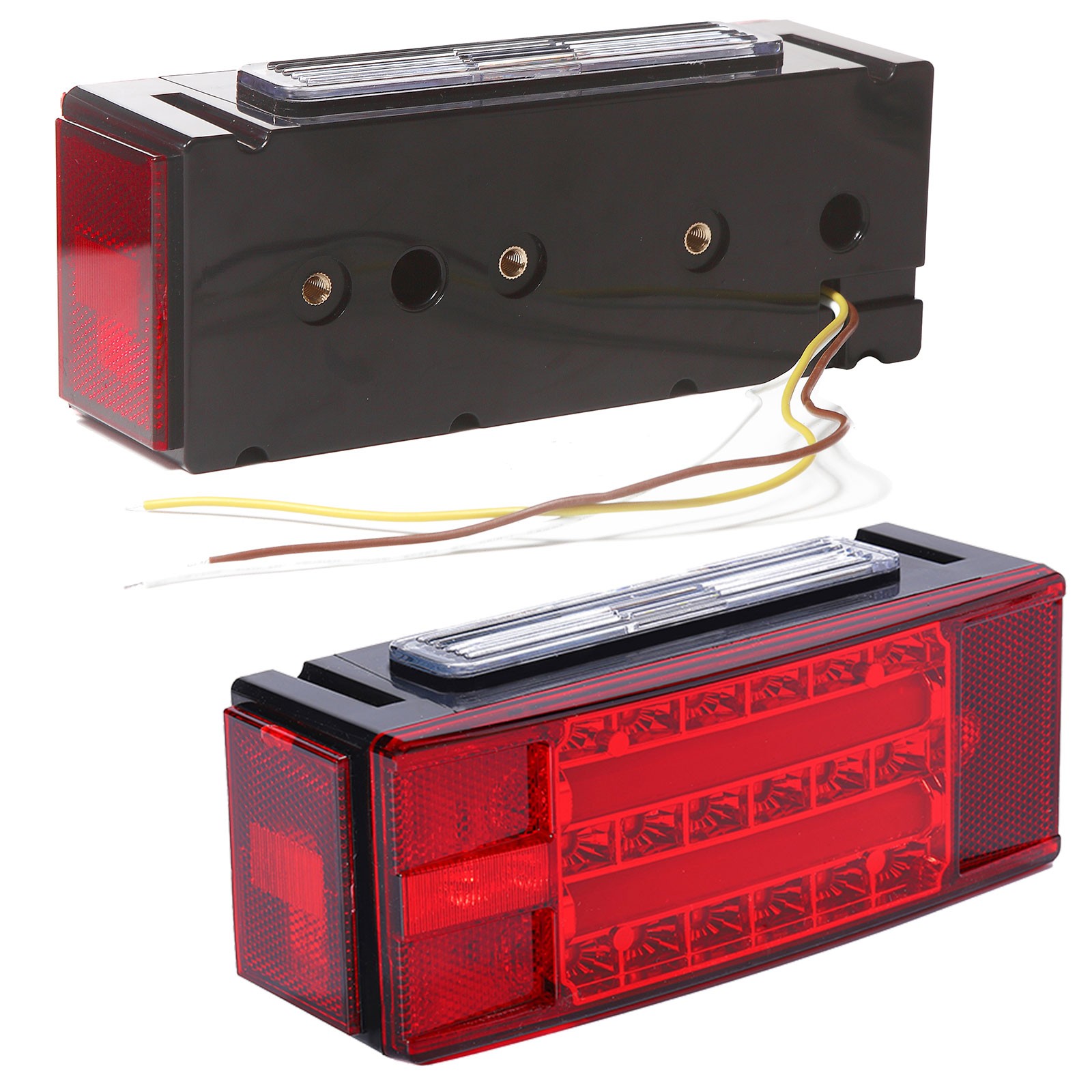 Rectangle LED Submersible Trailer Boat Stud Stop Turn Tail Lights Kit Left&Right