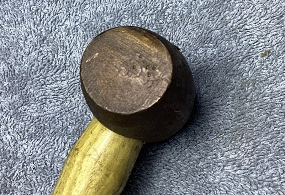 VTG. TEMCO 2 LB. COPPER HAMMER WITH HICKORY HANDLE