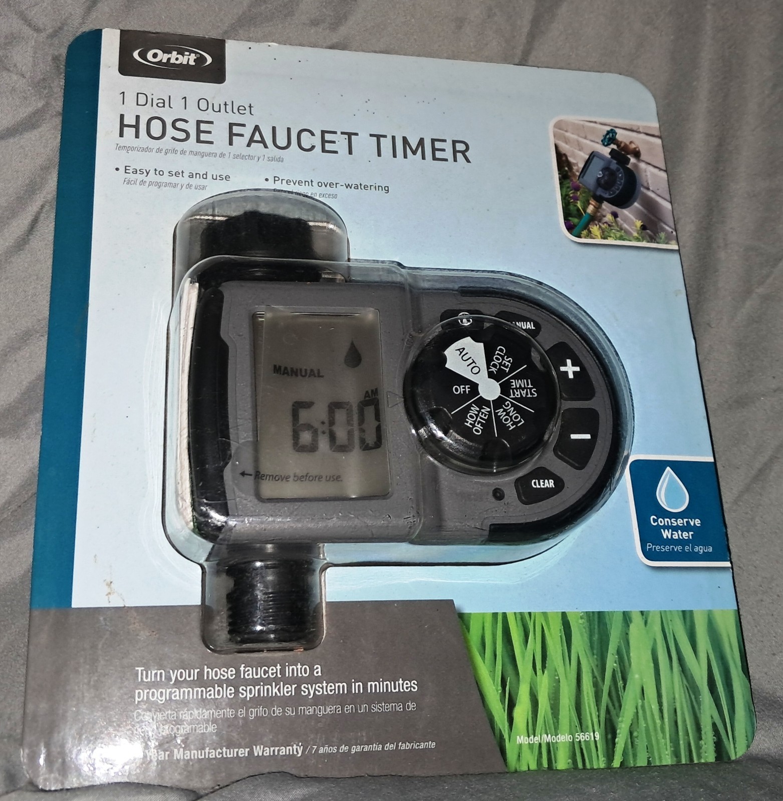 Orbit 56619 Lawn Garden Automatic Water 1 Dial Outlet Timer Digital Hose Sprinkl