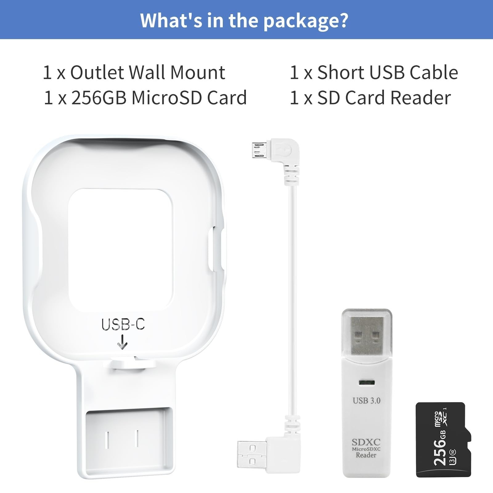 256GB MicroSD Card & Wall Mount for Blink Security Cameras