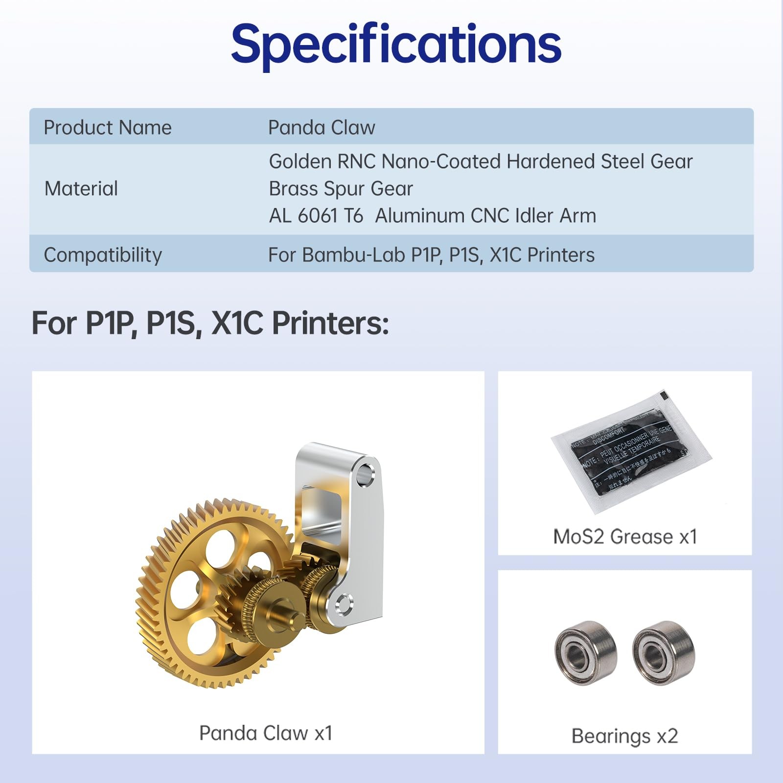 BIQU Panda Claw Upgraded Extruder Brass Gear Compatible with Bambu-Lab...