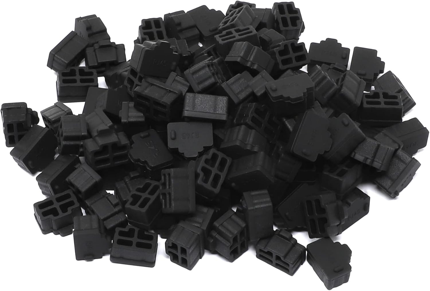 Iexcell 125 Pcs Black Silicone Ethernet Hub Port RJ45 Anti-Dust Cover Cap Protec