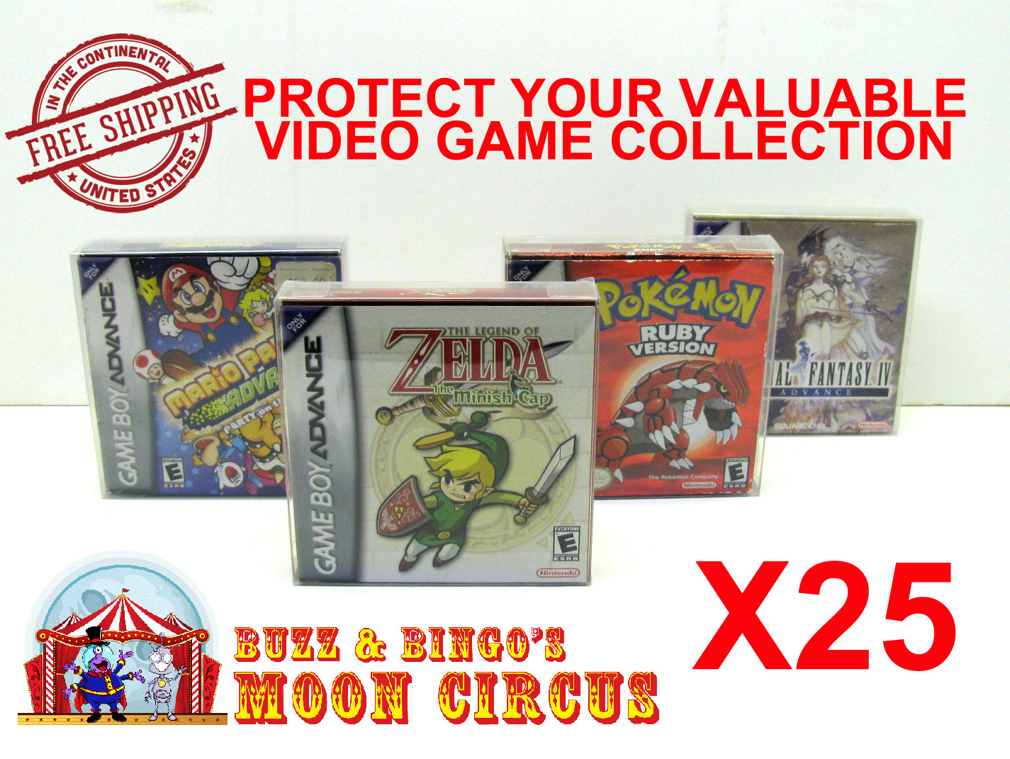 25x NINTENDO GAME BOY ADVANCE GAME BOX - PROTECTIVE BOX PROTECTOR SLEEVE CASE