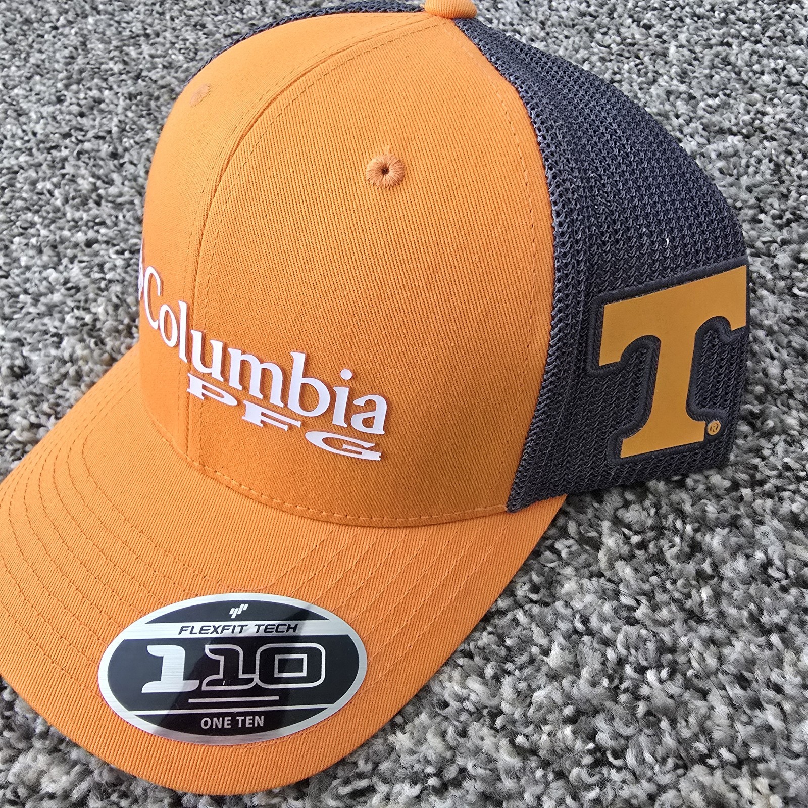 Columbia PFG Mesh Snap Back Ball Cap Hat Tennessee Snapback Orange Gray NWT