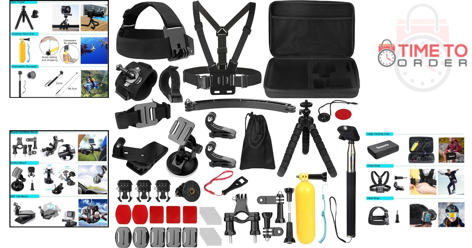 Action Camera Accessory Kit 50-in-1 Compatible with Hero Osmo Insta360