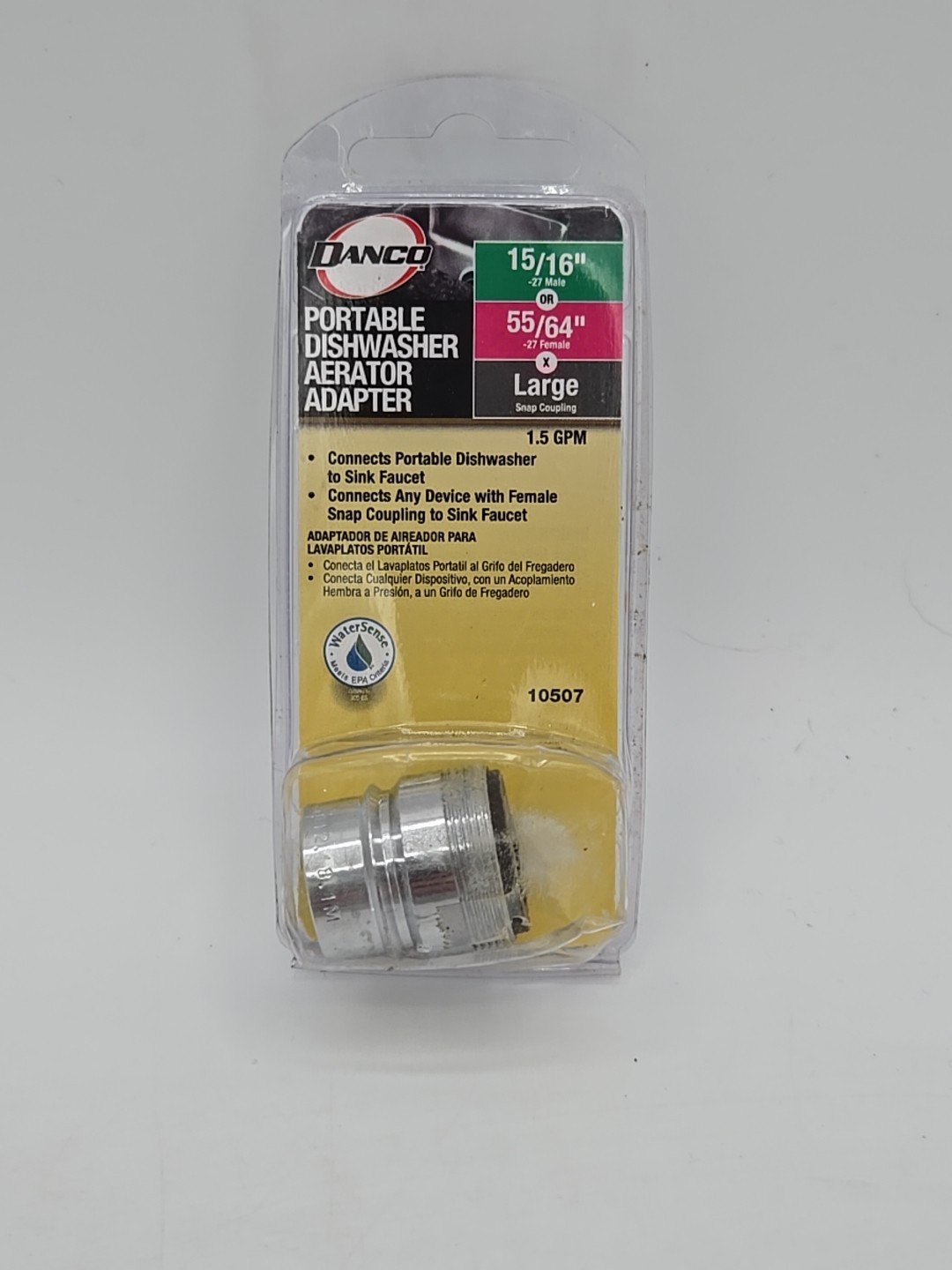 Danco Male Thread 15/16 in.-27 or 55/64 in. Chrome Dishwasher Adapter NEW