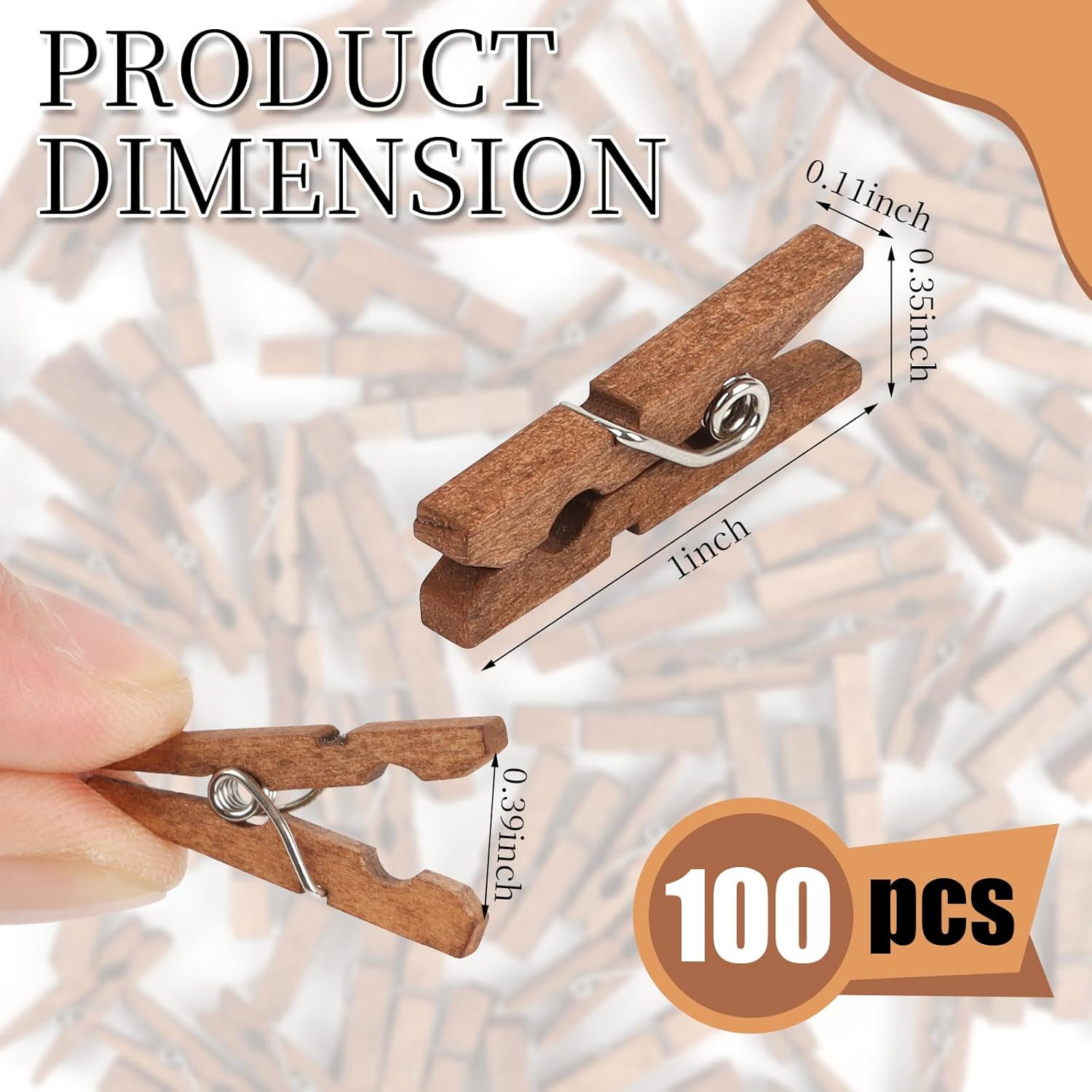 Mini Wooden Clothespins, 100 Pcs 1 Inch Vintage Brown Small Craft Clothes Pin...