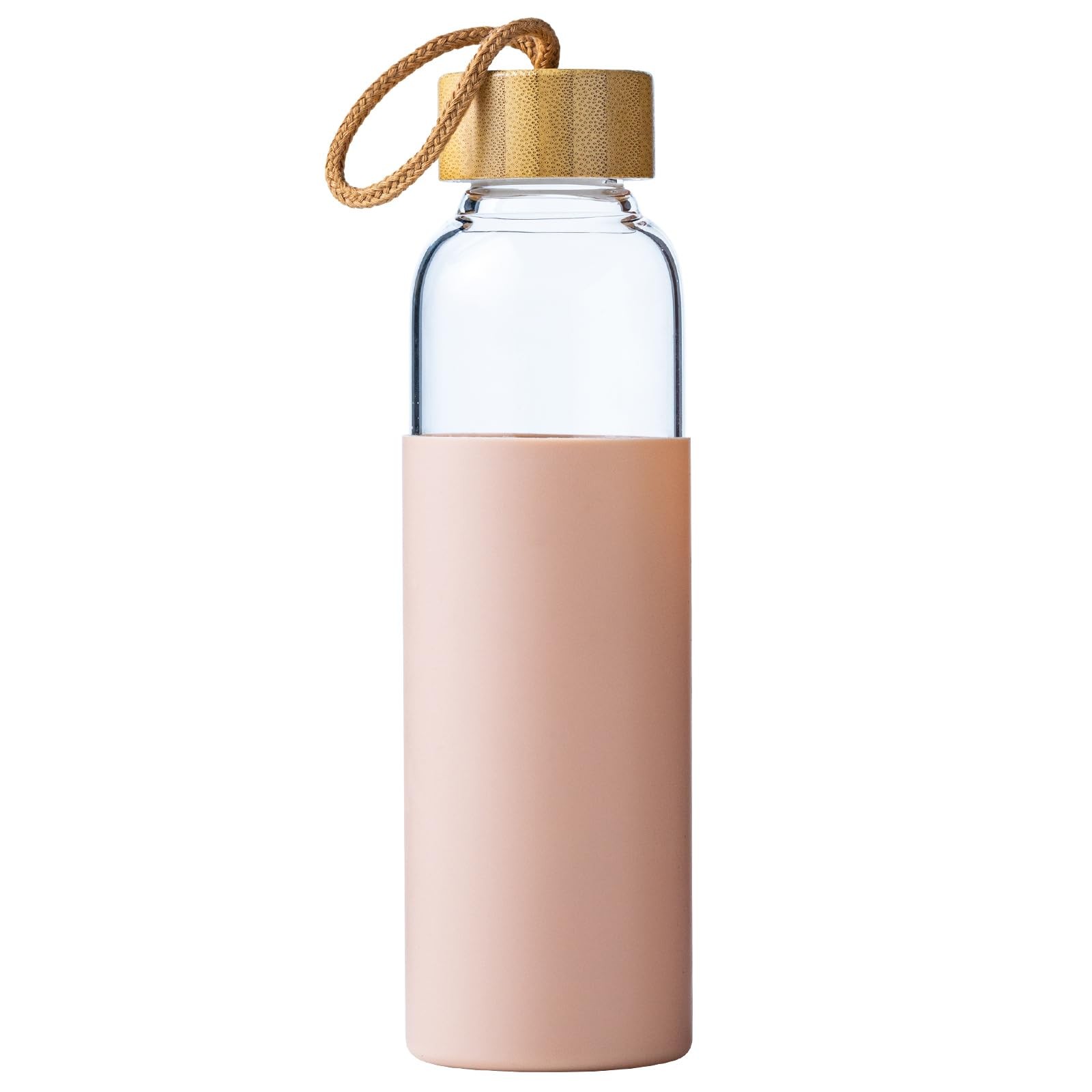 wangsdjy 21oz Glass Water Bottle with Silicone Sleeve & 21 Ounces, Pink