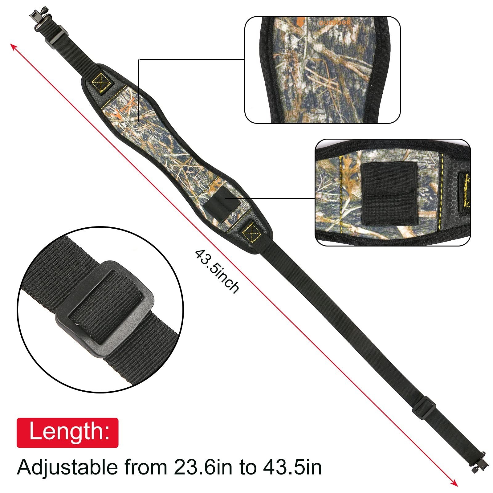 1-Pack Gun Sling Two Point Sling Shoulder Padded Length Adjustable Strap with...