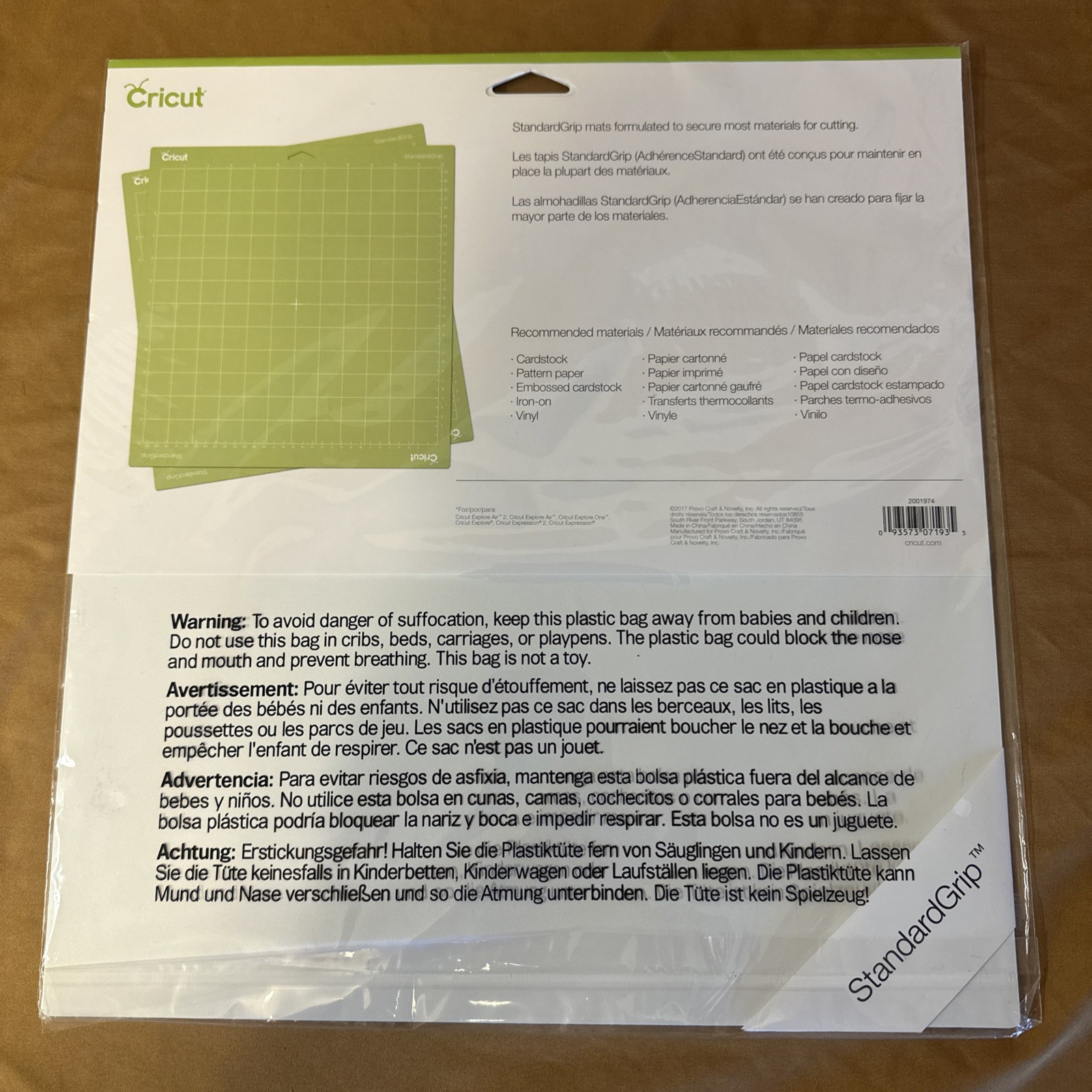 Standard Grip Cutting Mat Pad Cricut Cover Expression Machine Use 12"x12" 2 Pack