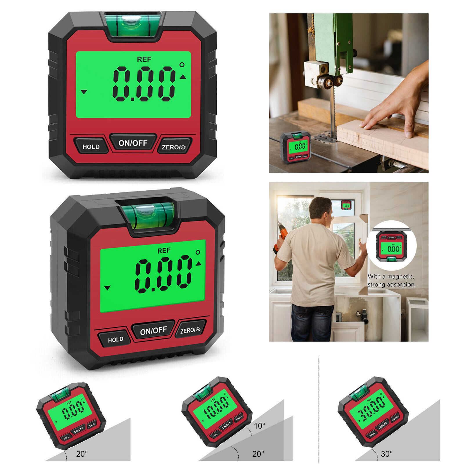 360° LCD Magnetic Digital Inclinometer Protractor Level Box Gauge Angle FinderTI
