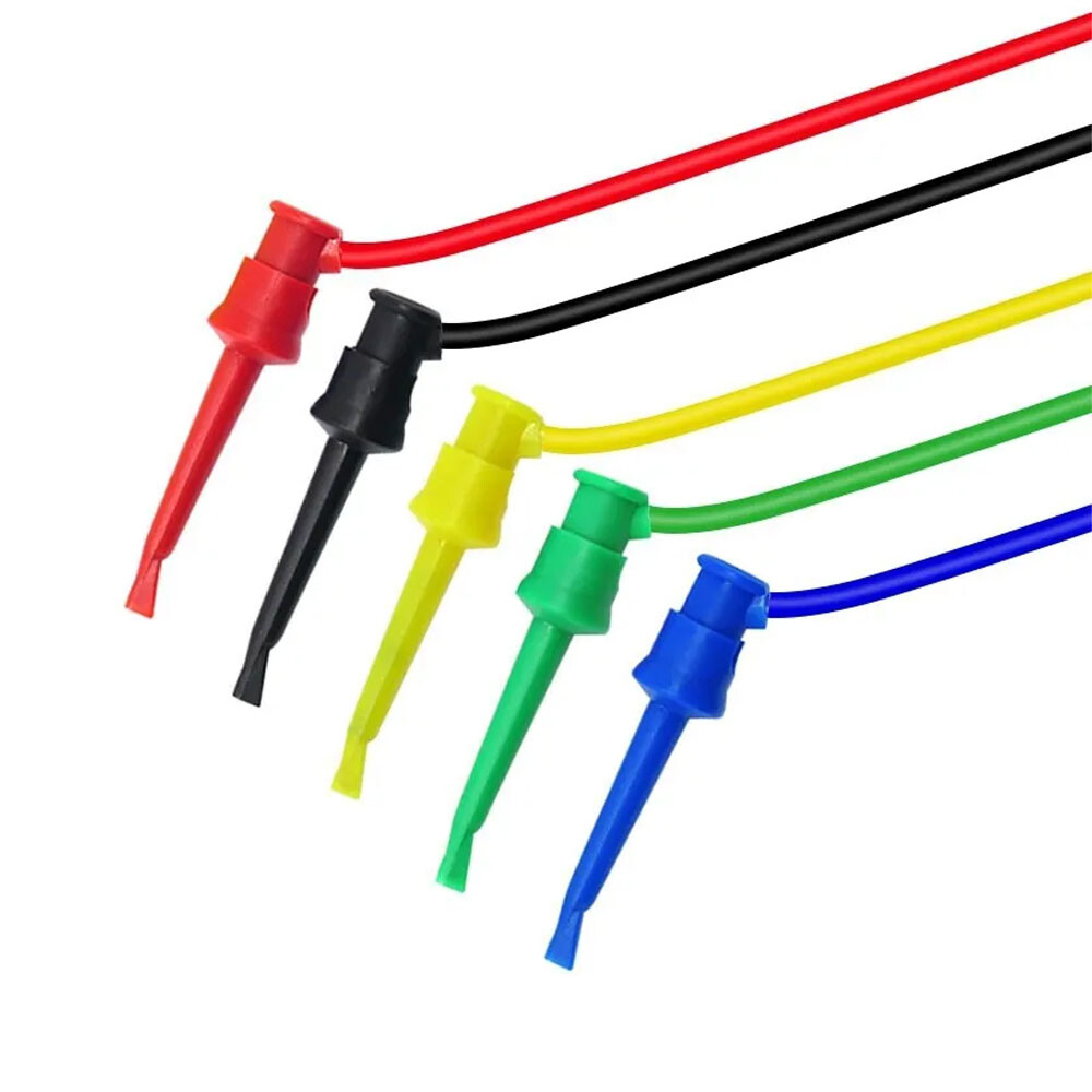 5PC 4mm Stackable Banana Plug To Test Hook Clip Test Leads Mini Grabber Cable