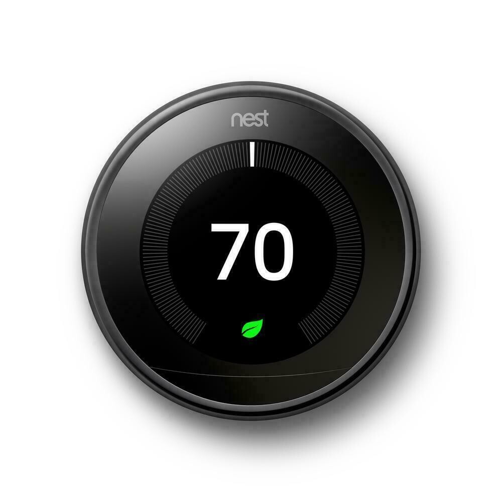Google Nest T3018US 3rd Generation Programmable Thermostat w/Base- Mirror Black