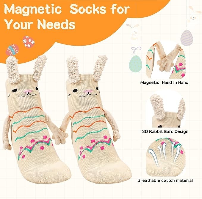 "Holding Hands Socks,Novelty Funny Magnetic Socks，Funny Gifts for Parents, Frien