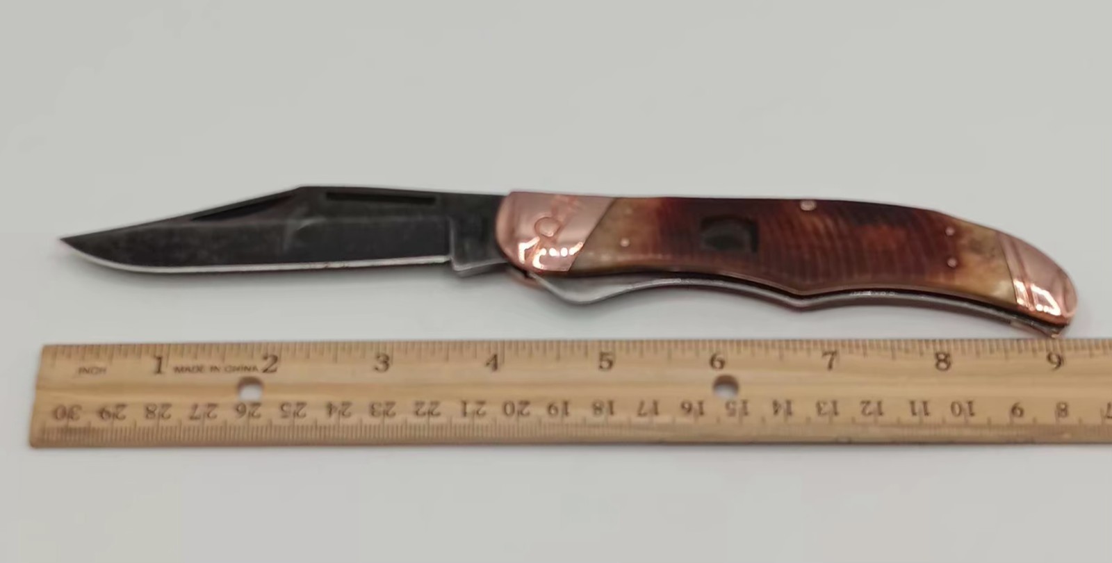 Rough Rider Jumbo Trapper Brown Stag Bone Stainless Folding Knife