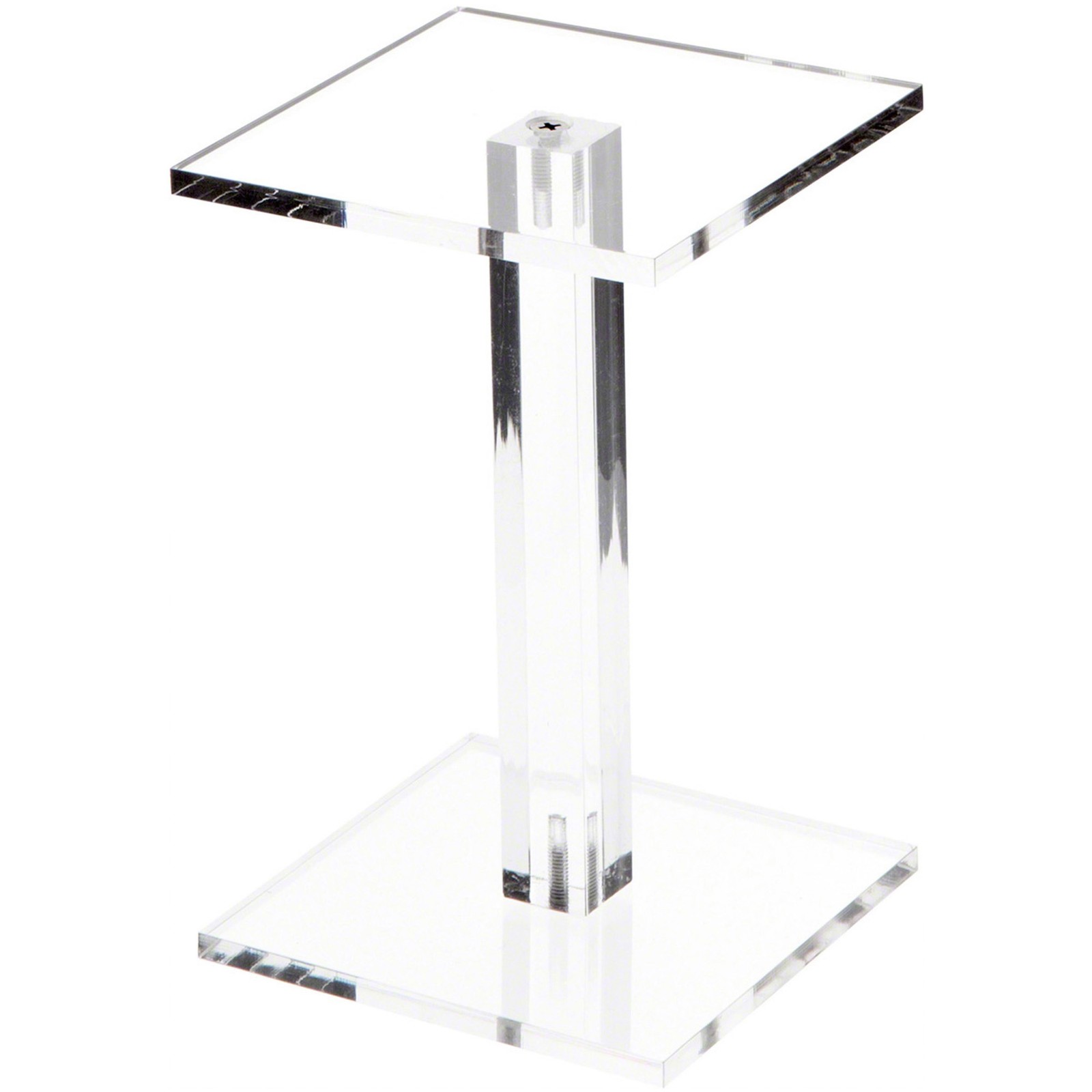 Plymor Clear Acrylic Square Barbell Pedestal Display Riser, 6.5" H x 4" W x 4" D