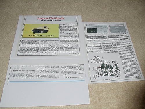 Shure M97HE Cartridge Review, 3 pgs, 1981, Rare Test!