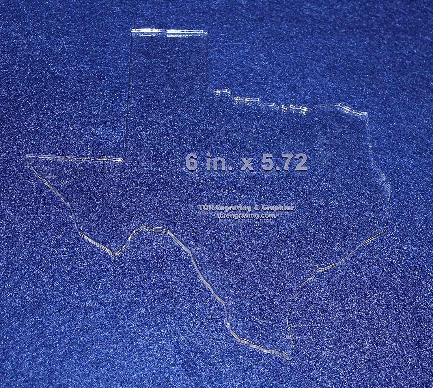 State of Texas Template 6" X 5.72" - Clear 1/4" Thick Acrylic