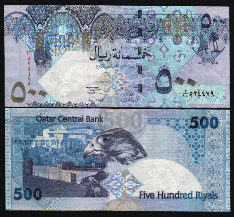 QATAR 500 RIYAL P-25 2003 x 1 Pcs BOAT ARAB FALCON AUNC RARE GULF MONEY BANKNOTE