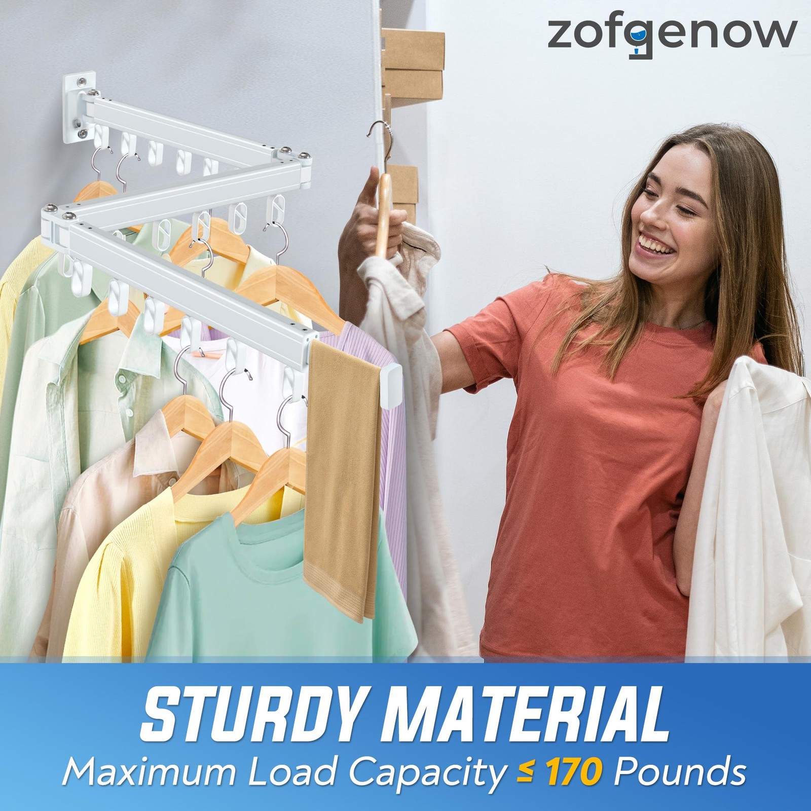 Clothes Drying Rack Wall Mounted Foldable, Retractable & Collapsible(Tri-Fold...