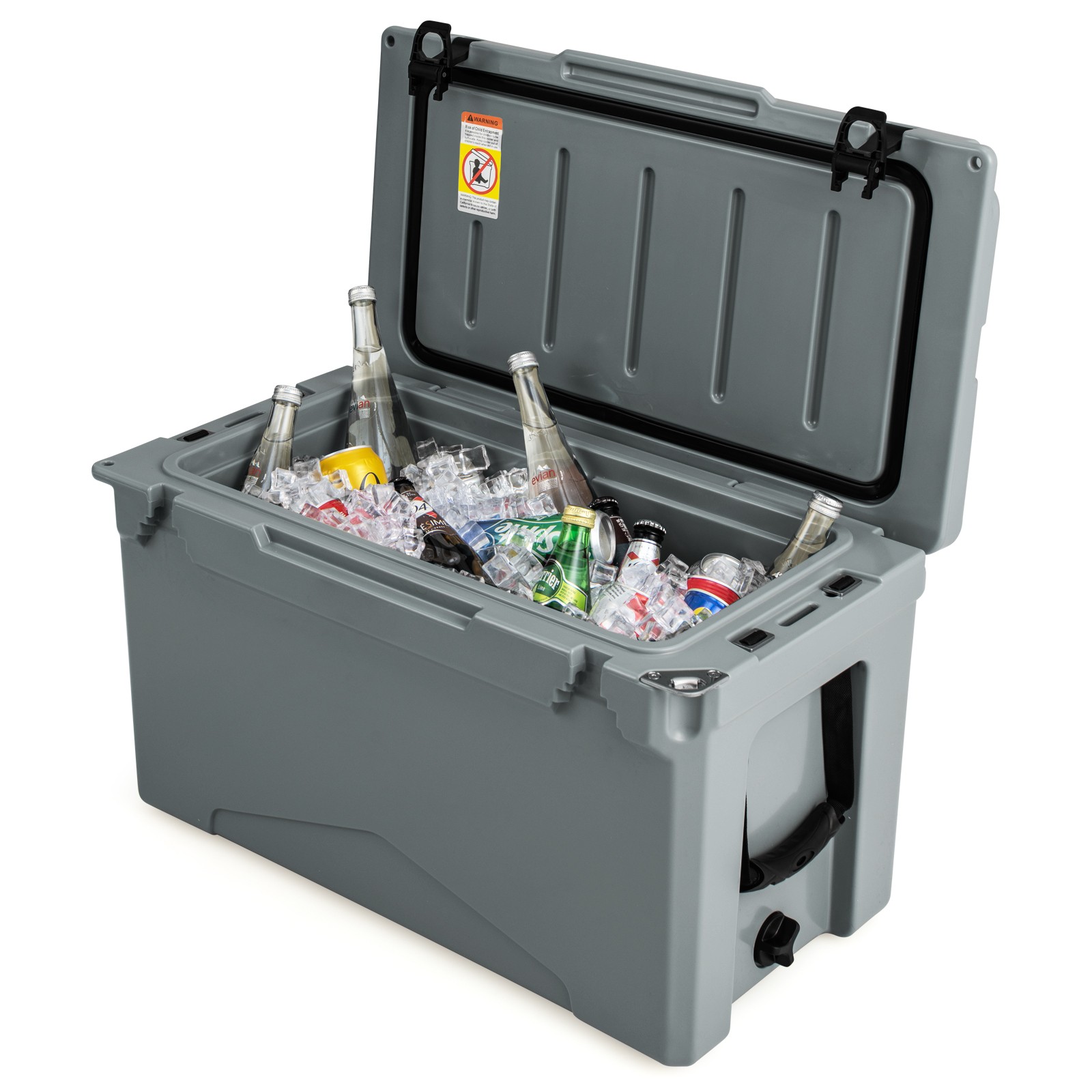 50 QT Rotomolded Cooler Convenient Handles Ice Retention for 5-7 Days Charcoal