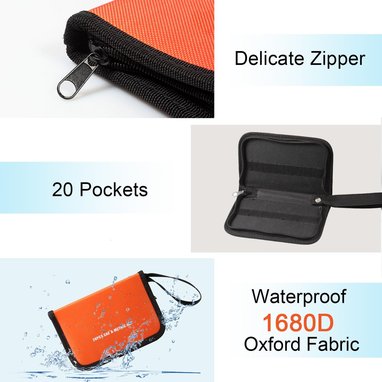 20 Pockets Wrench Tool Storage Bag for Small Size Wrench