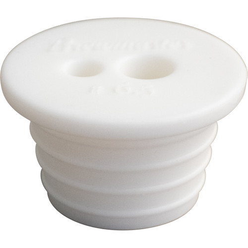 Two Hole #6.5 Brewmaster Silicone Stopper - For Glass Carboys fits Thermowell