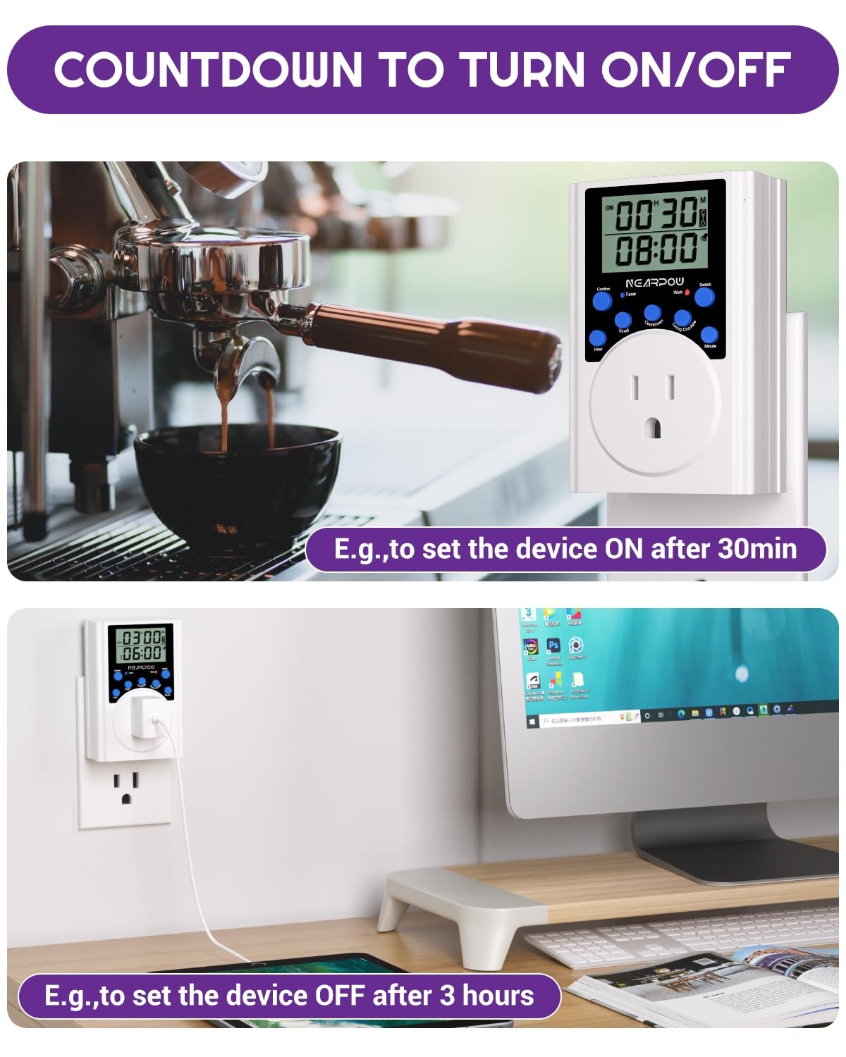 Timer Outlet Multifunctional Infinite Cycle Programmable Digital 3 Prong Plug