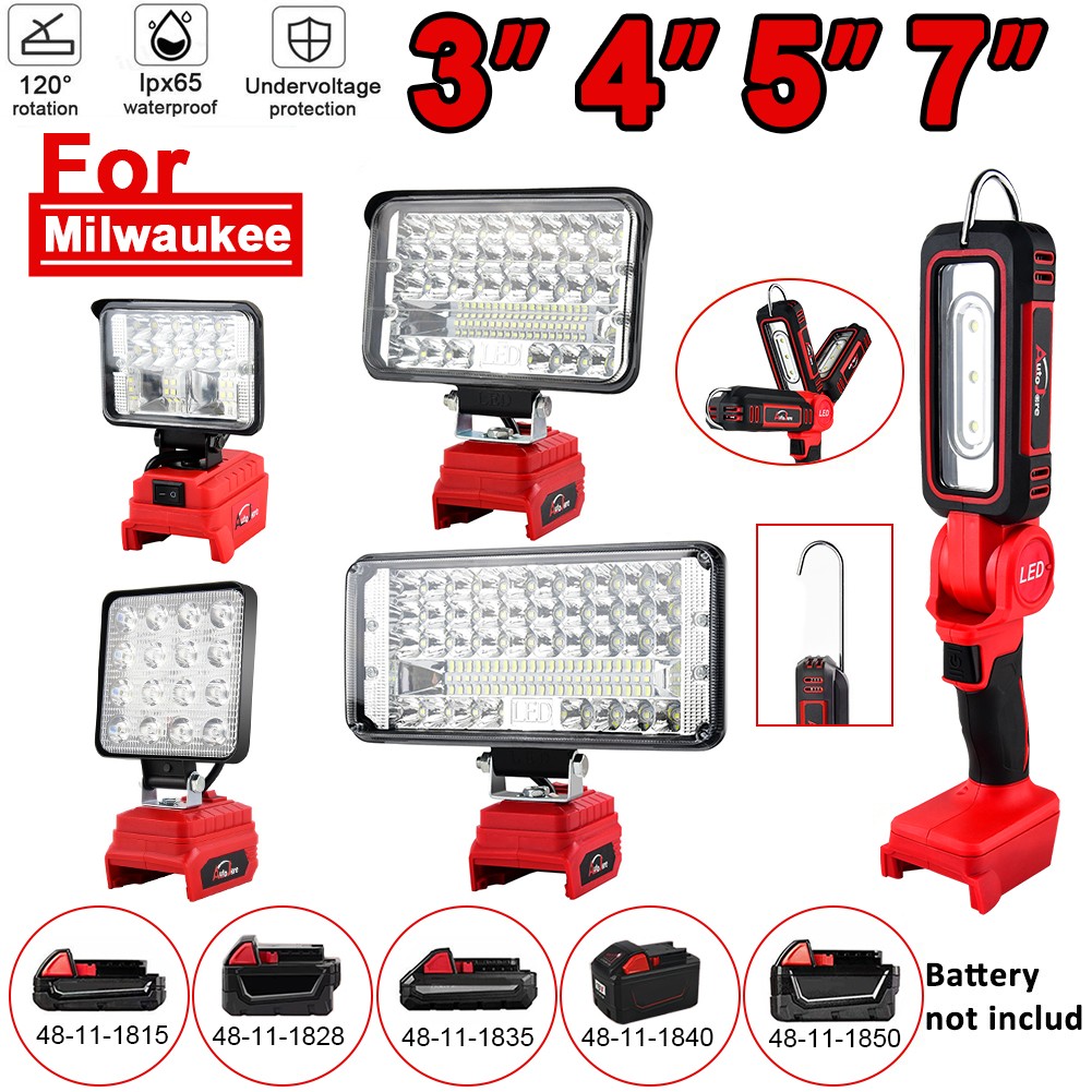 Wireless LED Work Light for Milwaukee M18 18V Battery w/USB Cordless Outdoor