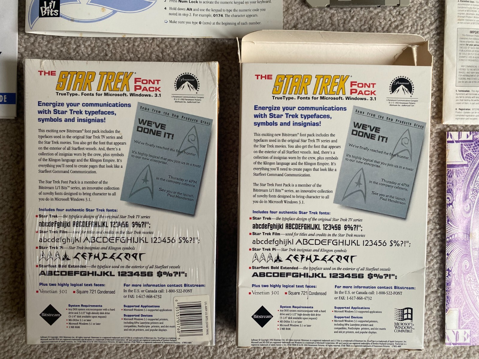 1992 The Star Trek Font Pack MS-DOS Or Windows 3.1 Computer NEW SEALED & OPENED