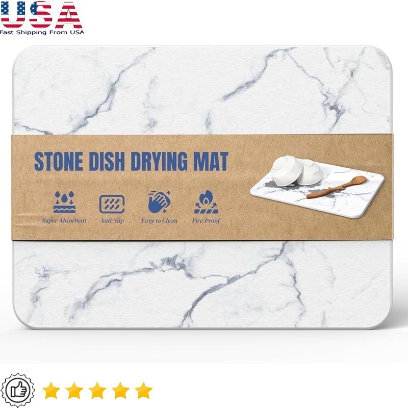 Diatomaceous Dish Drying Mat Fast Absorb Natural Non Toxic Easy Clean Multi Use