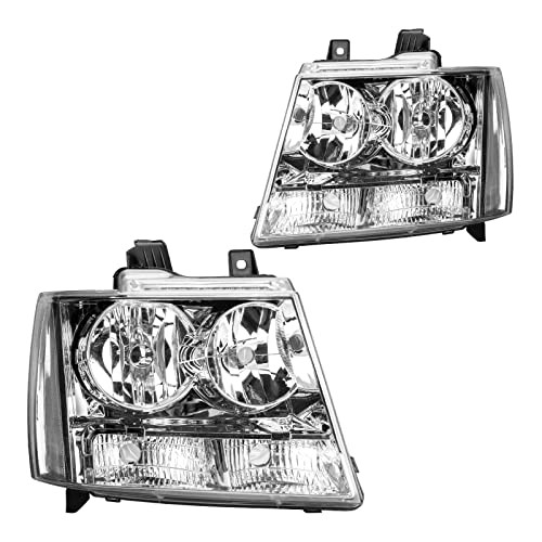Headlight Assembly, Chrome Headlights Replacement Compatible with 2007-2013