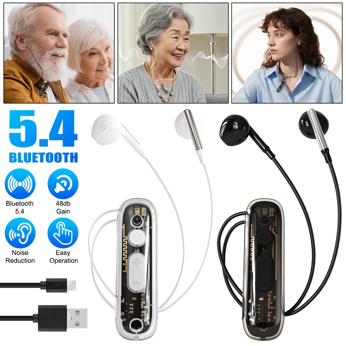 Hearing Aids Headsets TV Listening Headphones for Seniors or Hearing Impaired