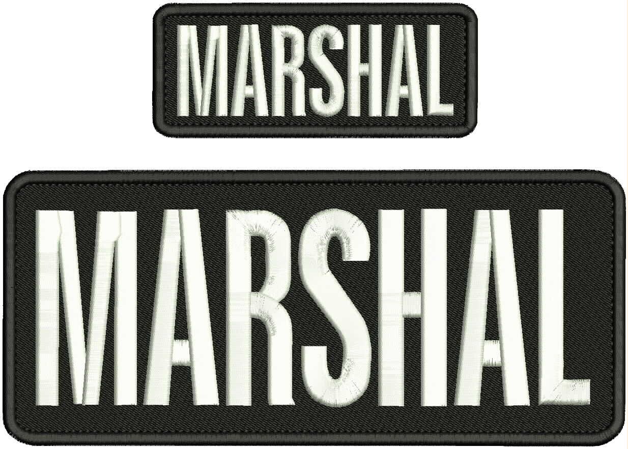 Marshal embroidery patches 4x10 and 2x5 hook white