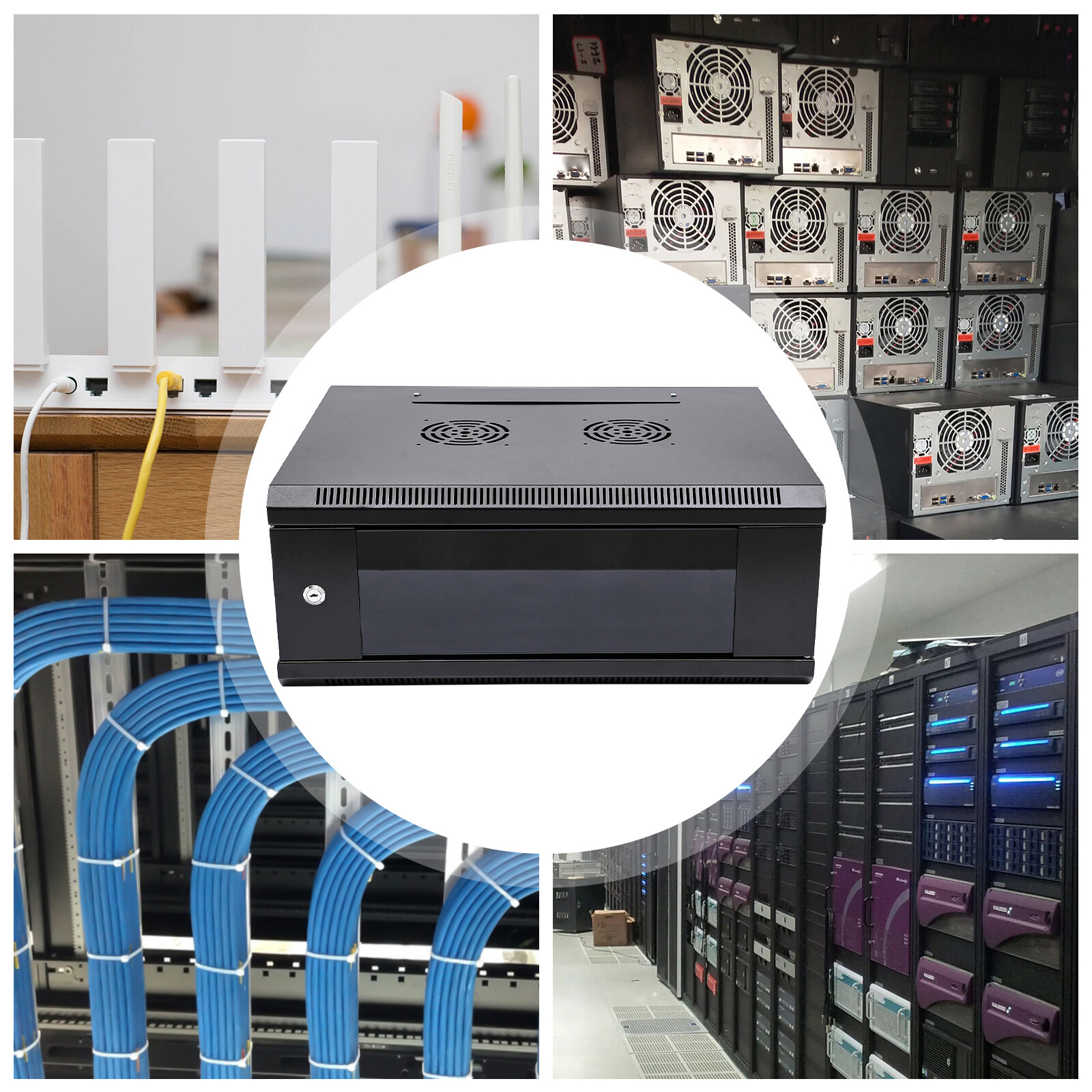 4U Server Cabinet Case Wall Mount Network Server Data Cabinet Enclosure Rack