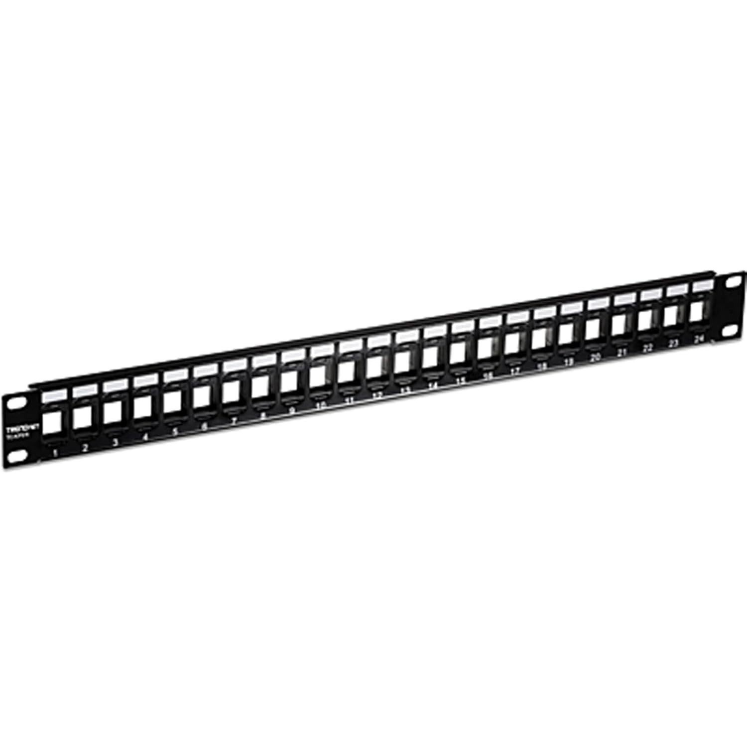 24-Port Blank Keystone Patch Panel for Cat6 Jacks, 1U Rack