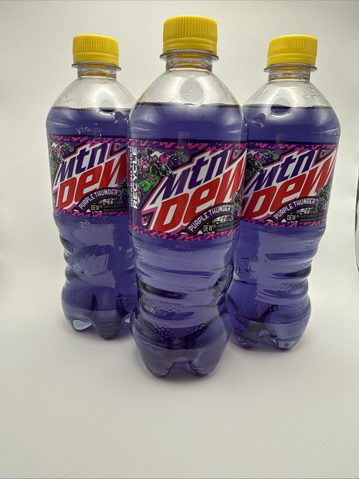 RARE Mountain Dew Purple Thunder (3 PACK) 20oz Bottles *Limited Edition* MTN DEW