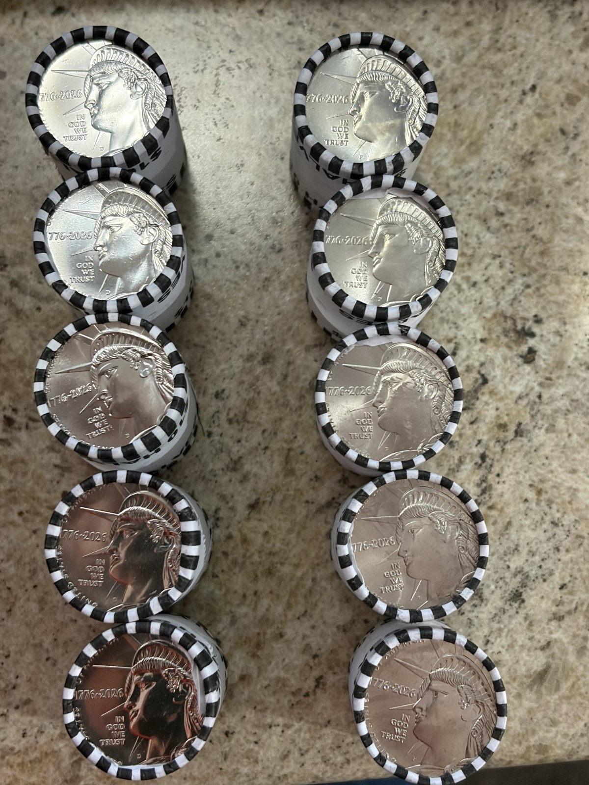 10 rolls - 2026 - 5 rolls D & 5 rolls P OBW BU Lady Liberty Half Dollars