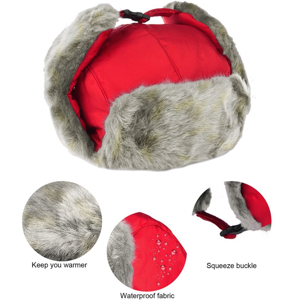 Warm Fleece Lined Hat Windproof Ski Cap with Ear Flaps/Mask for Cold Weather