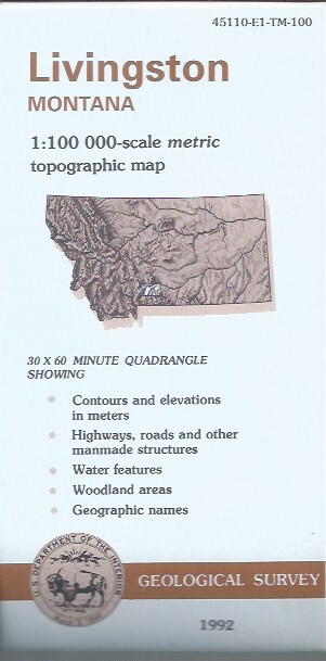 USGS 1:100,000 edition topographic map Livingston Montana