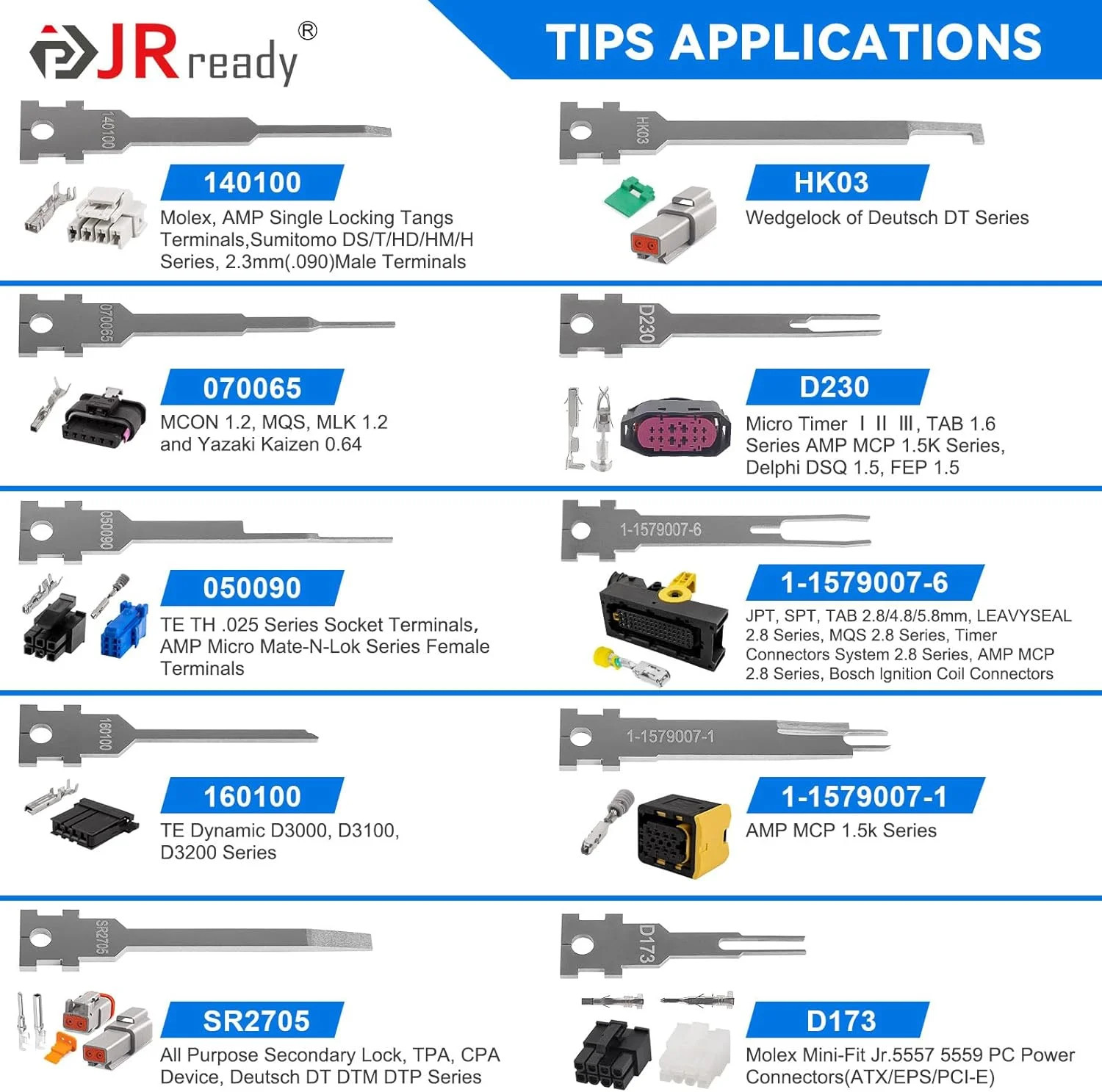 JRready 20PCS Pin Removal Tool Kit, Pin Electrical Terminal Release Tool Set for