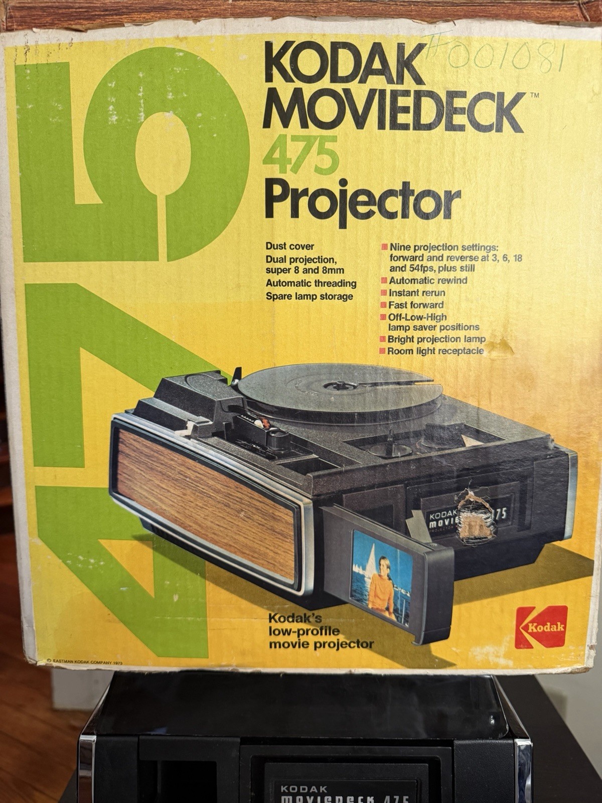 Vintage Kodak Moviedeck 475 Super 8 & 8mm Projector Runs Lamp On Manual Box