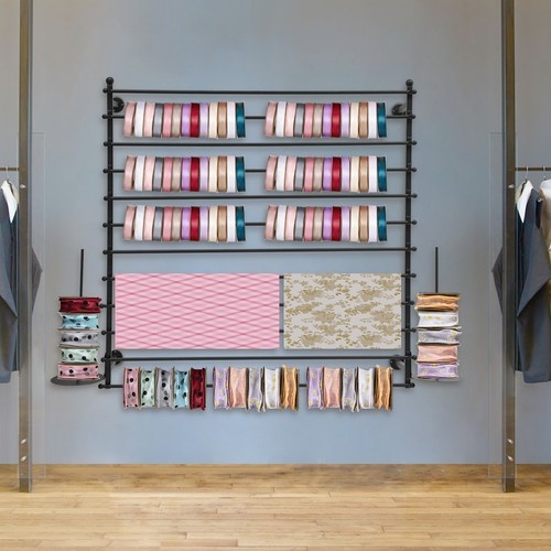 Wall-Mounted Display Rack, Wrapping Paper Ribbon Holder, Organizer