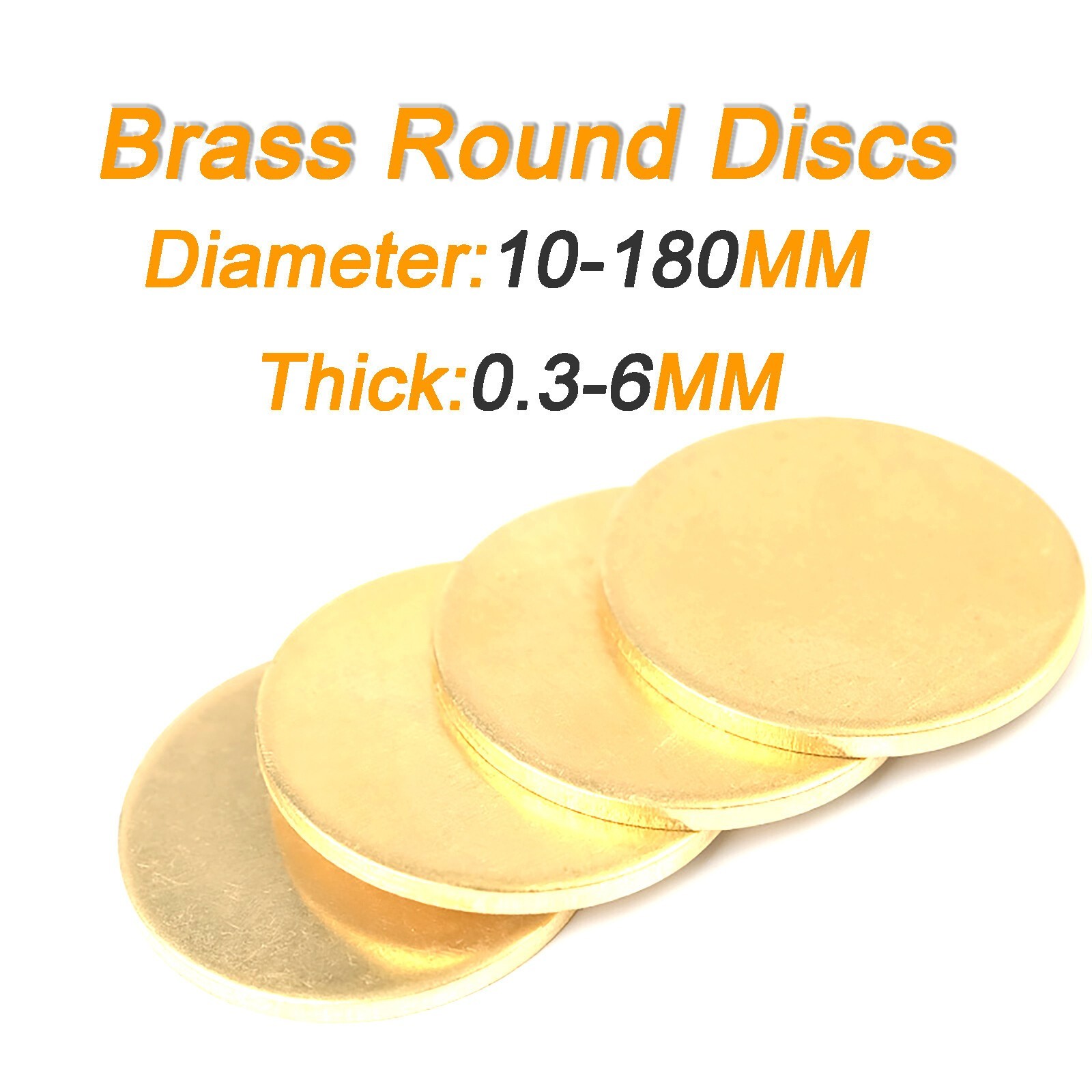 Metal Round Sheets OD 10-180mm H62 Solids Brass Discs Blanks Thick 0.3mm - 6mm