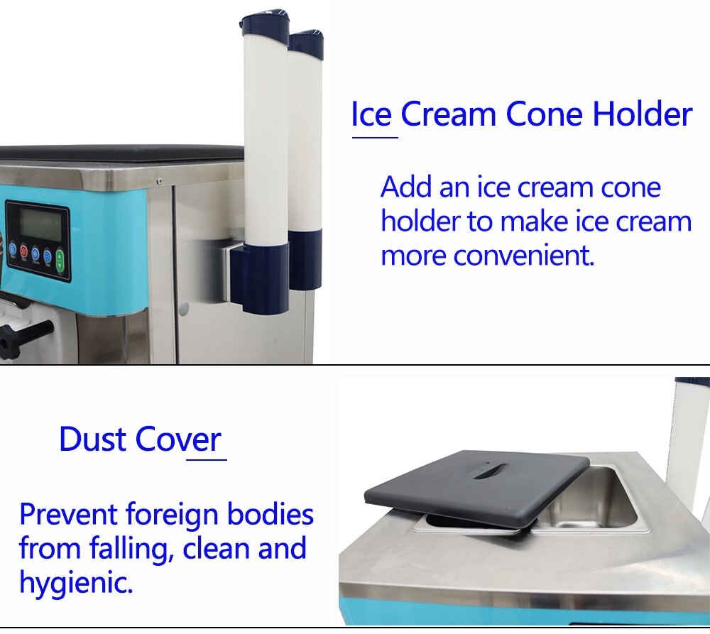 3 Flavors Soft Ice Cream Machine 20-30L/h Output Capacity LCD Display Controller